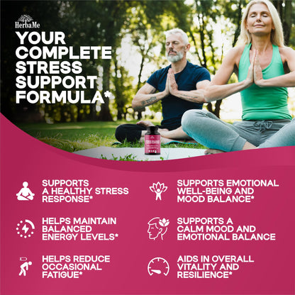 HerbaMe Cortisol Manager Supplement and Balance Mood with Ashwagandha & L-Tyrosine, 120 Capsules, Helps Maintain Healthy Energy Levels and Stress Relief, Fatigue Reducer Pills HerbaMeBuy Supplements Australia