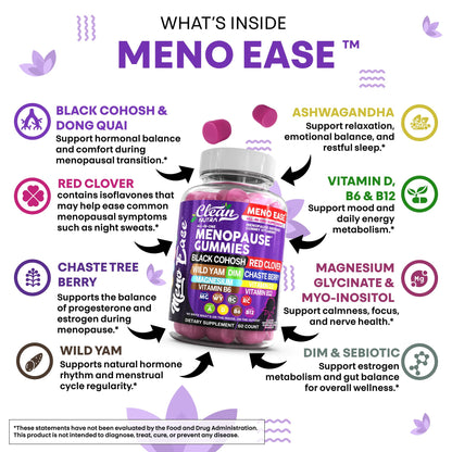 Menopause Supplement for Women Gummies with Black Cohosh, Wild Yam, DIM, Magnesium, Red Clover Chasteberry for Hormone Balance Relief Night Sweats Mood Plus Bergamot, Vitamin D3, Vitamin B6 B12 Clean NutraceuticalsBuy Supplements Australia
