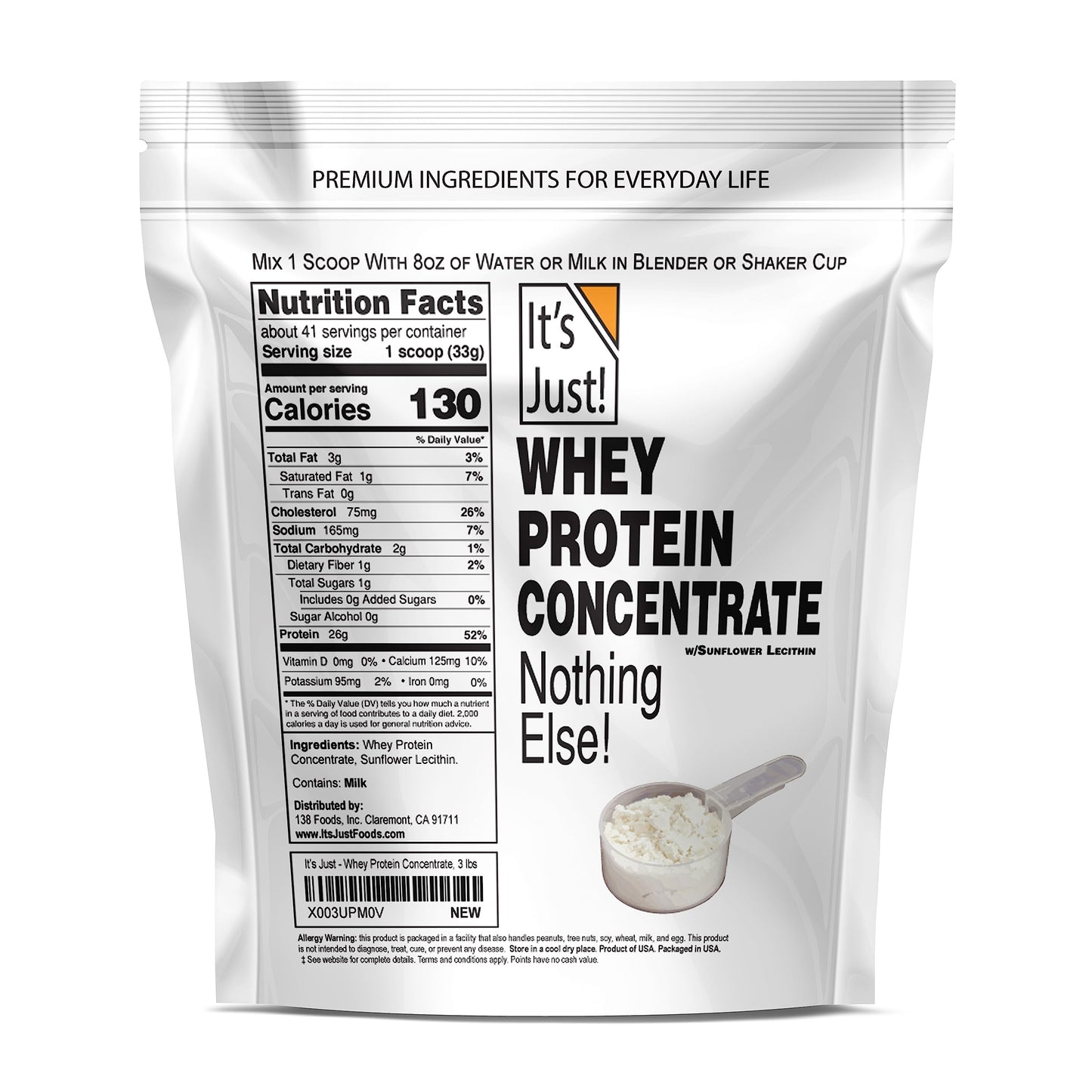 It's Just! - 100% Whey Protein Concentrate, Made in USA, Premium WPC-80, No Added It's Just!Buy Supplements Australia