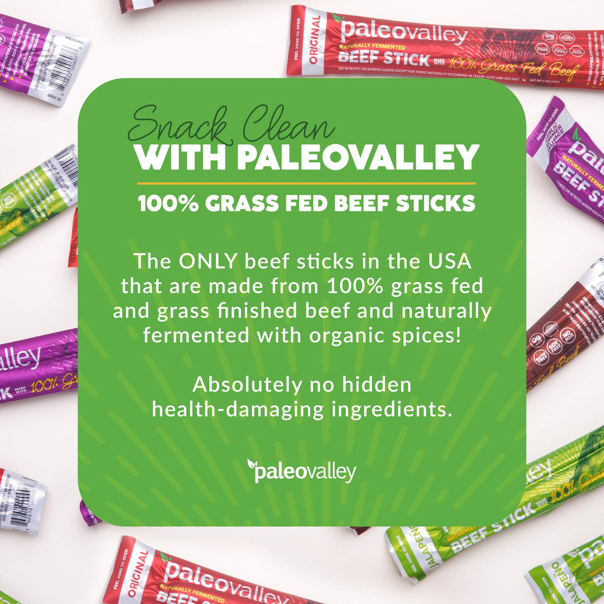 Paleovalley 100% Grass Fed Beef Sticks - Delicious Gluten Free Beef Snack - High Protein Keto Friendly, 40 Count Variety Pack PaleovalleyBuy Supplements Australia