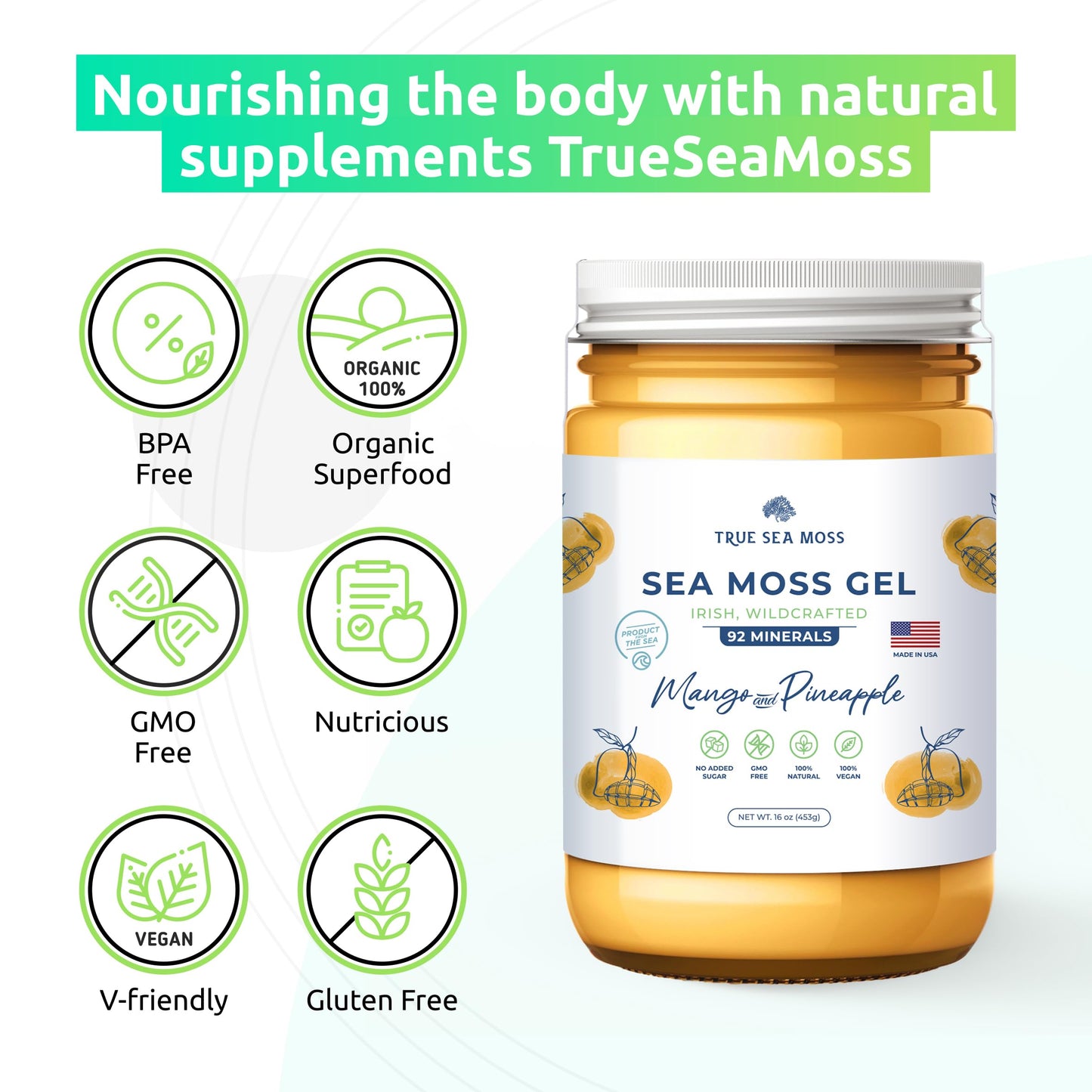 TrueSeaMoss Wildcrafted Irish Sea Moss Gel –7 Flavors- Nutritious Organic Raw TrueSeaMossBuy Supplements Australia