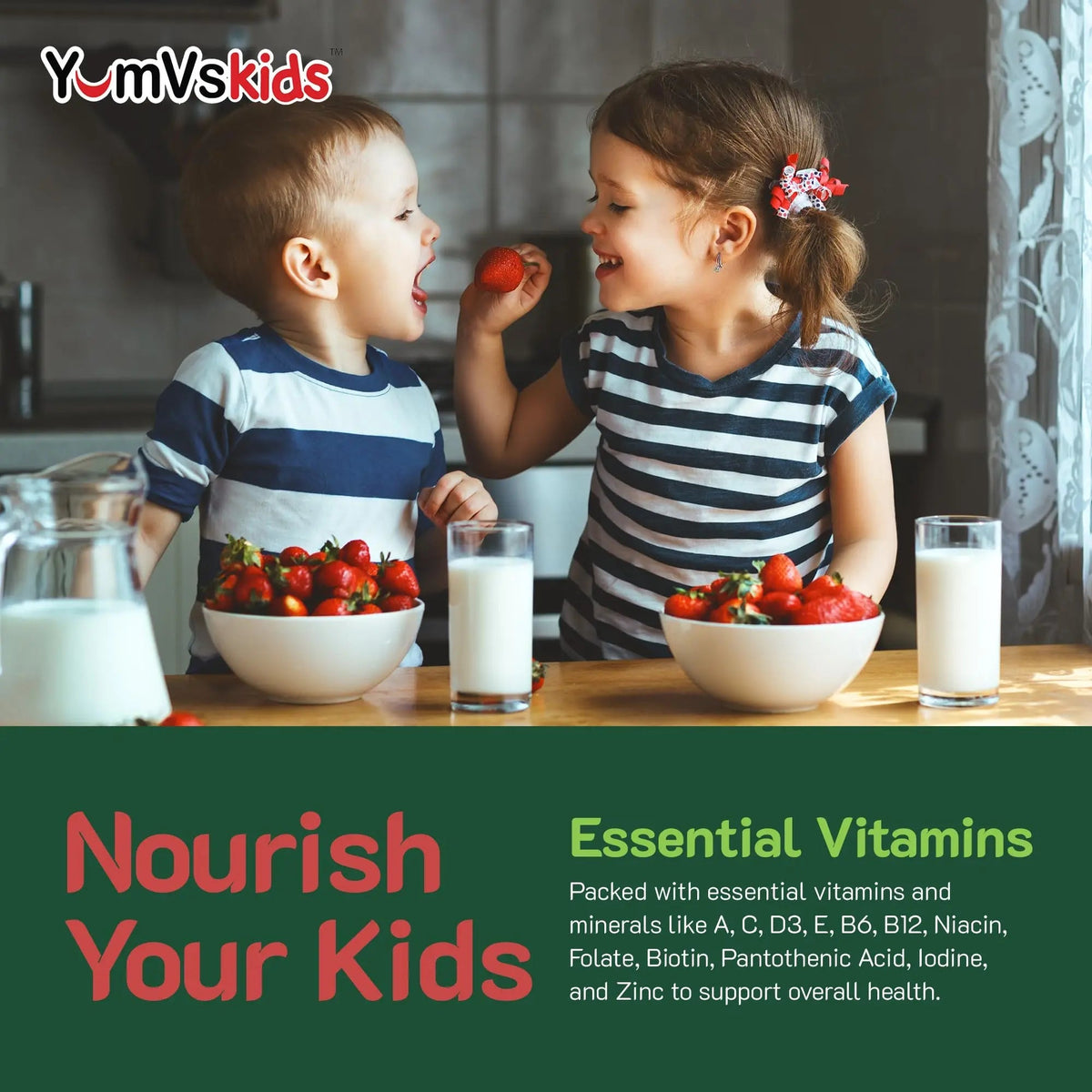 YumVs Kids Multivitamin Gummies - Fruit Flavored Chewable Children's Multivitamin - Kids Vitamins Multivitamin Gummy with 12 Minerals & Vitamins A C D3 E B6 B12 YUM-V'S