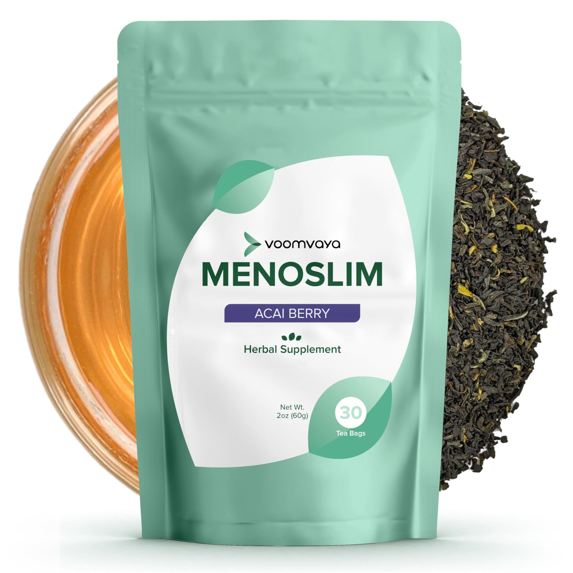 VoomVaya MenoSlim Tea – Menopause & Perimenopause Supplement for Women – Supports Healthy Metabolism & Overall Wellness – Acai Berry Flavor – 30 Tea Bags VoomVayaBuy Supplements Australia