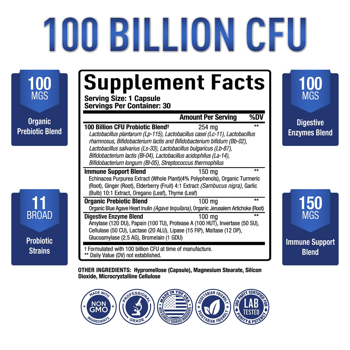 Purely Optimal Premium Probiotics 100 Billion CFU w/Digestive Enzymes Purely OptimalBuy Supplements Australia