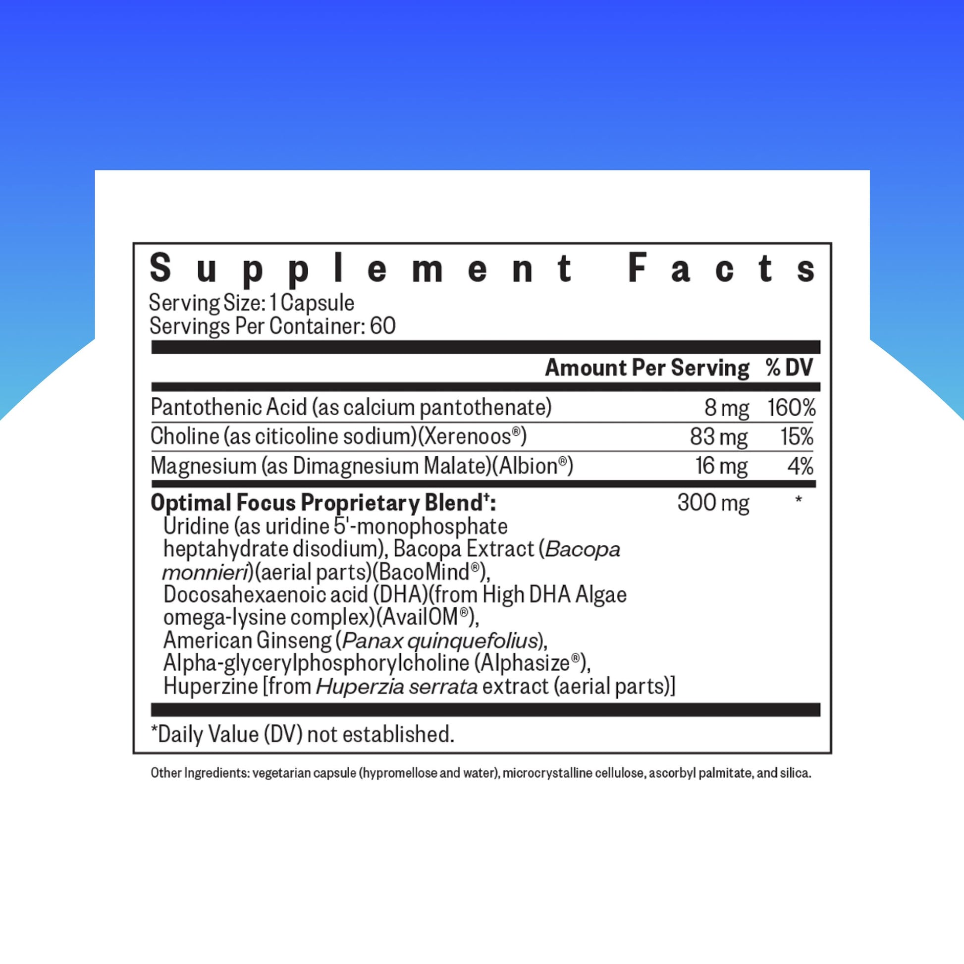 Seeking Health Optimal Focus, Stimulant-Free and Caffeine-Free Nootropic Support for Memory and Focus, with Choline, DHA from Algae, American Ginseng, Vegan and Vegetarian (60 Capsules) Seeking HealthBuy Supplements Australia