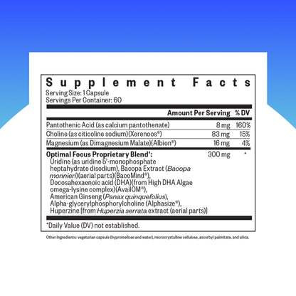 Seeking Health Optimal Focus, Stimulant-Free and Caffeine-Free Nootropic Support for Memory and Focus, with Choline, DHA from Algae, American Ginseng, Vegan and Vegetarian (60 Capsules) Seeking HealthBuy Supplements Australia