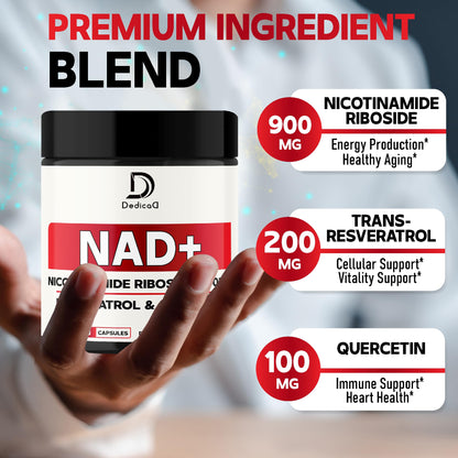 DEDICAD NAD Supplement with Nicotinamide Riboside, Trans-Resveratrol, Quercetin - Cellular Energy & Repair, Vitality, Healthy Aging - 60 Count DEDICAD buy supplements Au