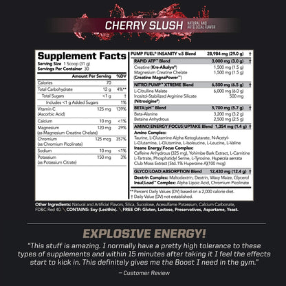 PMD Sports Ultra Pump Fuel Insanity - Pre Workout – Cherry Slush (30 Servings) Sports Omega Cuts Elite Thermogenic Fat Burner (90 Softgels)