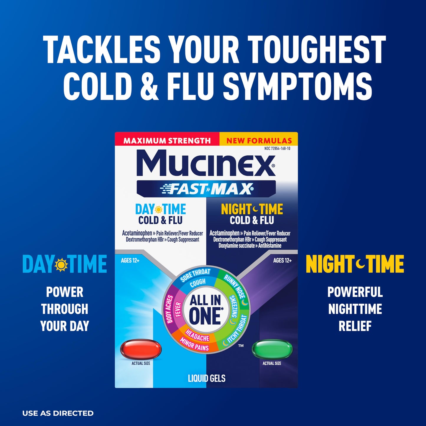 Mucinex Fast-Max Maximum Strength Day & Night Cold and Flu Medicine for Adults, Powerful Over-The-Counter Medication for Cold & Flu Symptoms, Fast Dissolving Liquid Gels, 24 Count Mucinex buy supplements Au