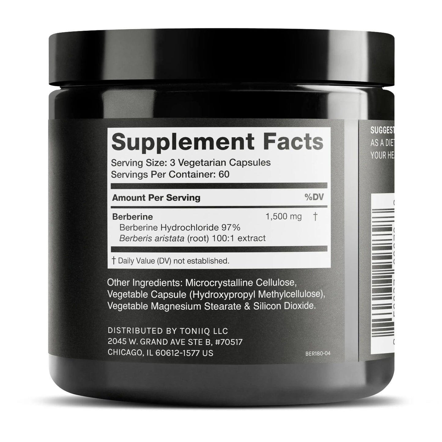 Toniiq Ultra High Strength Berberine HCl from The Himalayas - 100:1 Concentrated Extract - Lab-Tested 97% Berberine HCl - 180 Vegetarian Capsules, 1500 mg per Serving Toniiq buy supplements Au