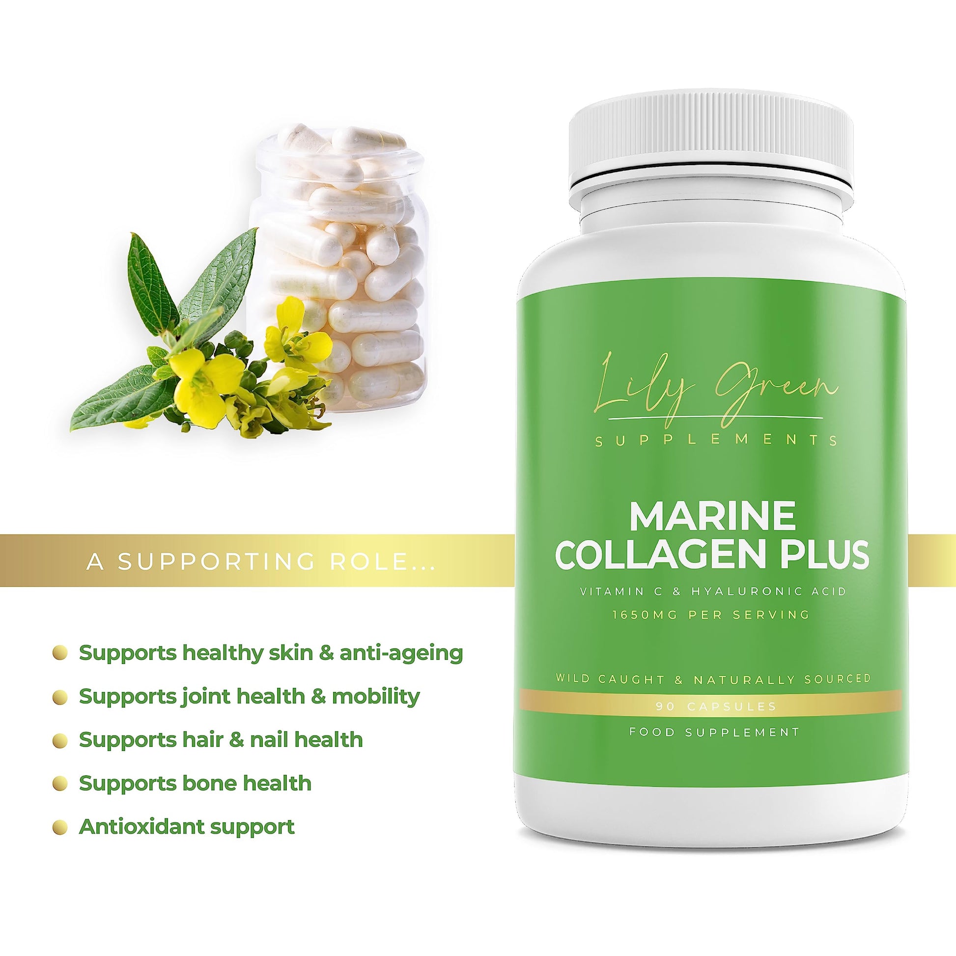 Lily Green | Marine Collagen with Hyaluronic Acid & Vitamin C - 1650mg per Serving Lily Green SupplementsBuy Supplements Australia