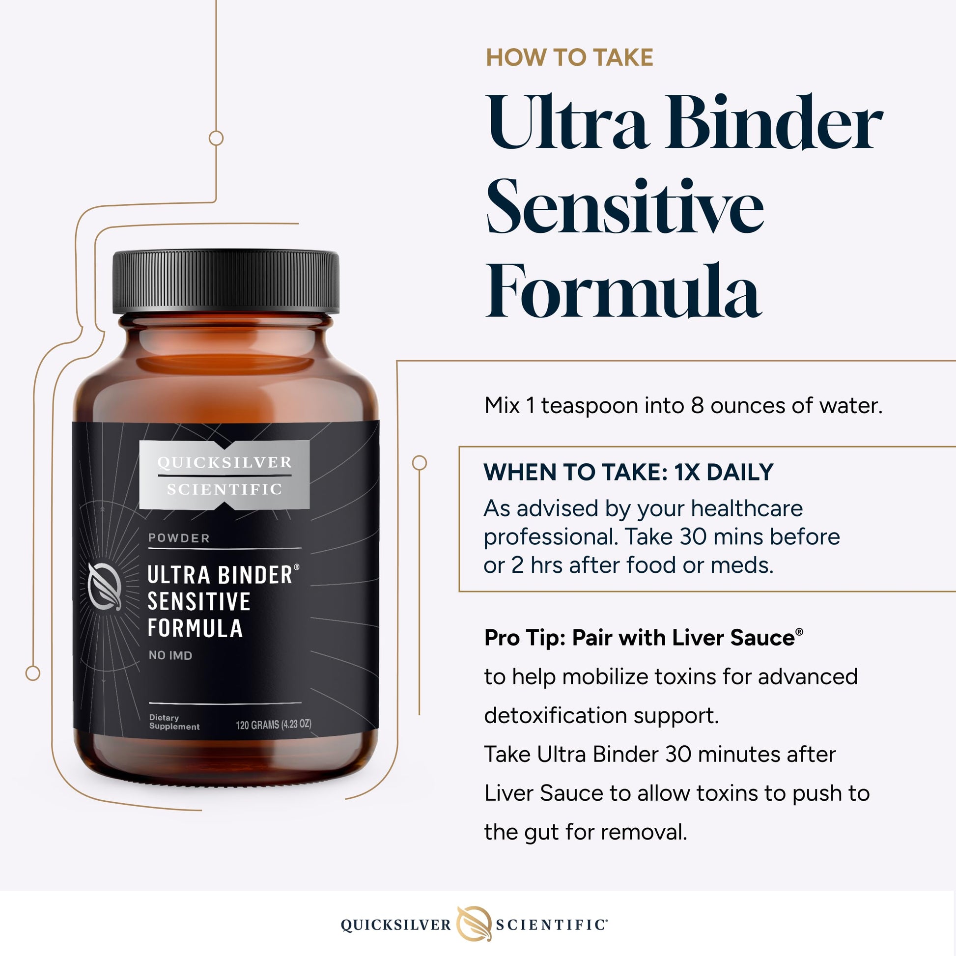 Quicksilver Scientific Ultra Binder Sensitive Formula - Gut Health Supplement with Activated Charcoal, Bentonite Clay - Cleansing Support Powder (120g) Quicksilver ScientificBuy Supplements Australia