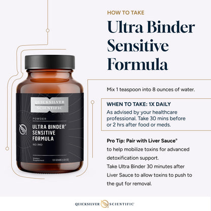 Quicksilver Scientific Ultra Binder Sensitive Formula - Gut Health Supplement with Activated Charcoal, Bentonite Clay - Cleansing Support Powder (120g) Quicksilver ScientificBuy Supplements Australia