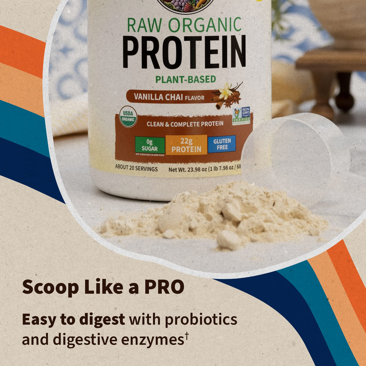 Garden of Life, Organic Vegan Vanilla Chai Protein Powder -22g Complete Plant Based Raw Garden of LifeBuy Supplements Australia