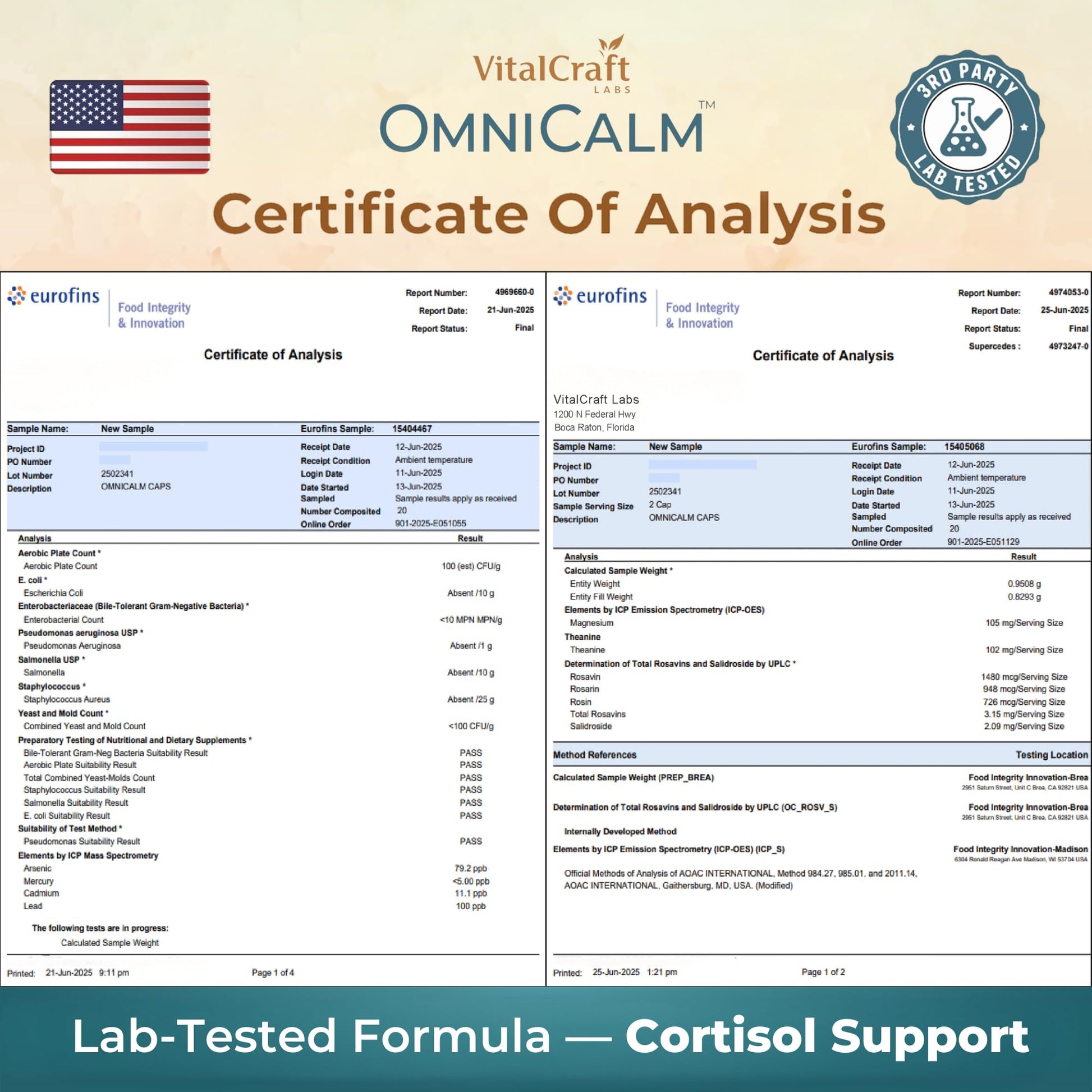 VITALCRAFT LABS OmniCalm Cortisol Supplements for Women & Men | Stress Relief & Sleep Support with Magnesium & Ashwagandha, L Theanine | 14-in-1 Cortisol Reducer, Manager, Detox – USA VITALCRAFT LABSBuy Supplements Australia