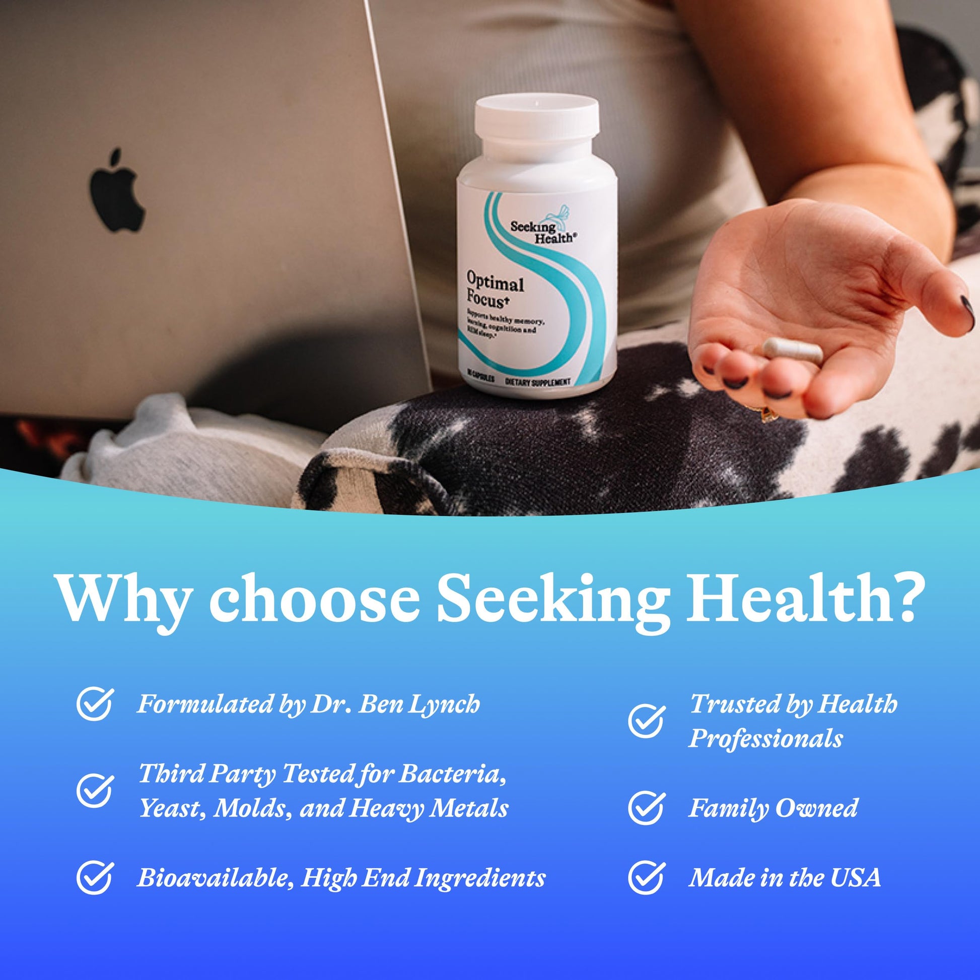 Seeking Health Optimal Focus, Stimulant-Free and Caffeine-Free Nootropic Support for Memory and Focus, with Choline, DHA from Algae, American Ginseng, Vegan and Vegetarian (60 Capsules) Seeking HealthBuy Supplements Australia