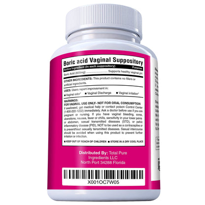 PURE PLANT HOME Boric Acid Suppositories Nature's Harmony 30 Count 600 mg 100% Pure Made in USA Nature's HarmonyBuy Supplements Australia