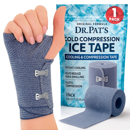 Dr Pat's Ice Tape - Cooling Bandage Wrap Athletic Tape - Compression Instant Cold Compress Wrap with Menthol - Elastic, Athletic for Sore Muscles, Pain Relief Now, Swelling, Recovery, Sports Dr. Pat's buy supplements Au