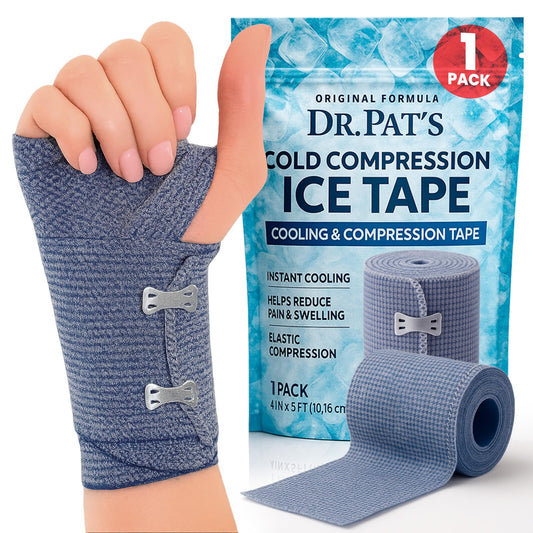 Dr Pat's Ice Tape - Cooling Bandage Wrap Athletic Tape - Compression Instant Cold Compress Wrap with Menthol - Elastic, Athletic for Sore Muscles, Pain Relief Now, Swelling, Recovery, Sports Dr. Pat's buy supplements Au