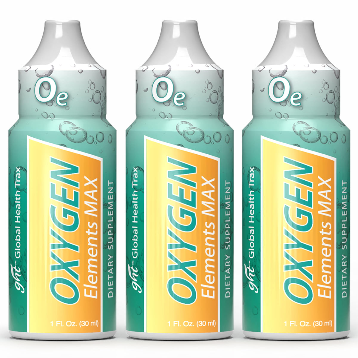 GHT Oxygen Elements Max Liquid Oxygen Drops in 1 Ounce Bottle, Portable Supplement - Bolster Endurance and Stamina, Cleanse Cells (3 Pack) ght Global Health TraxBuy Supplements Australia