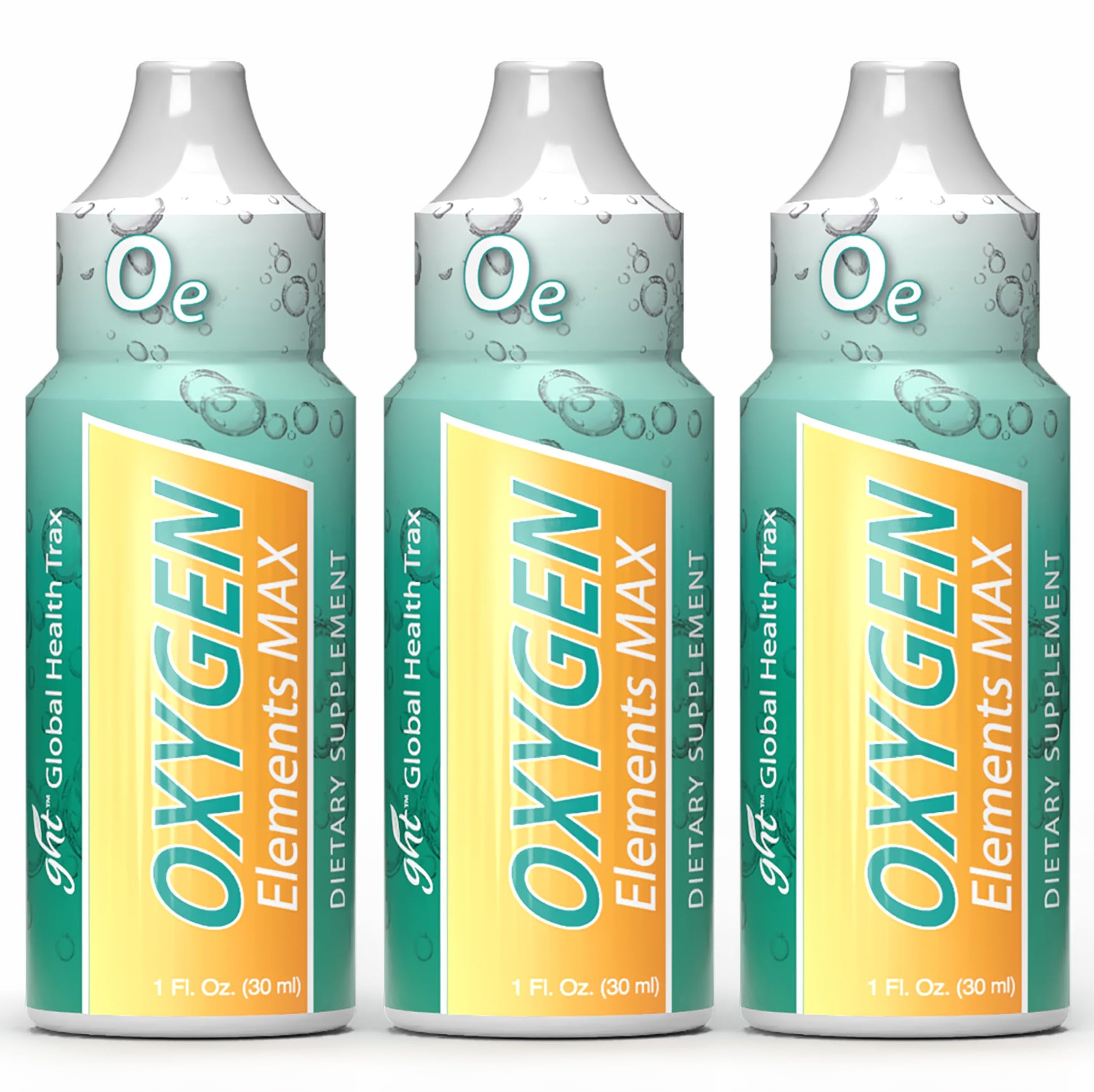 GHT Oxygen Elements Max Liquid Oxygen Drops in 1 Ounce Bottle, Portable Supplement - Bolster Endurance and Stamina, Cleanse Cells (3 Pack) ght Global Health TraxBuy Supplements Australia