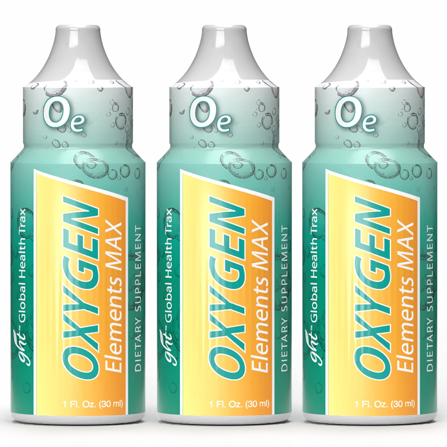 GHT Oxygen Elements Max Liquid Oxygen Drops in 1 Ounce Bottle, Portable Supplement - Bolster Endurance and Stamina, Cleanse Cells (3 Pack) ght Global Health TraxBuy Supplements Australia