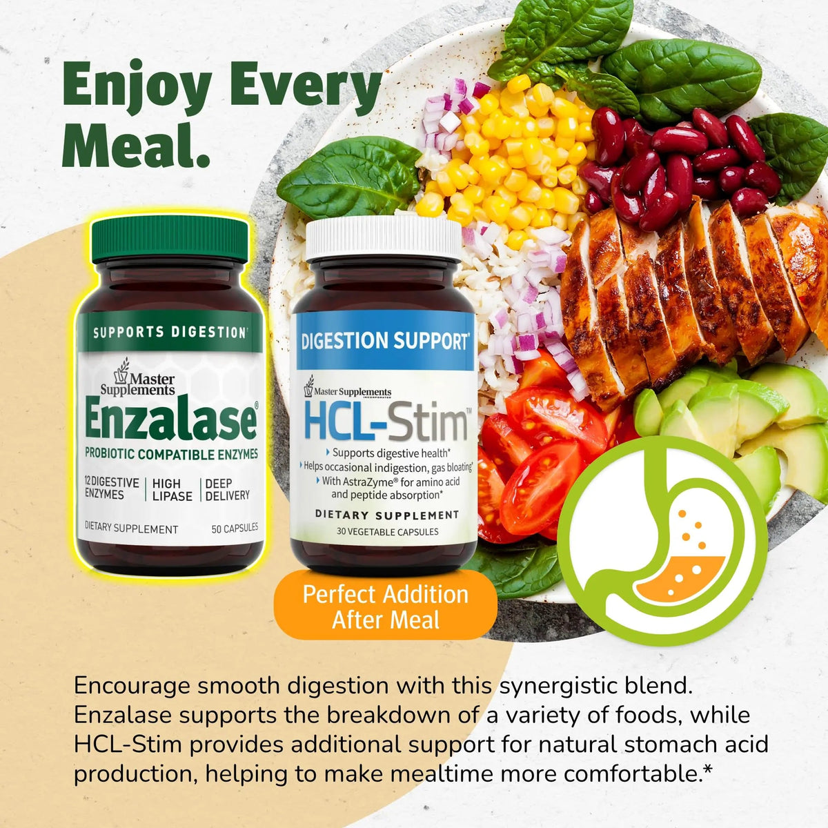 Master Supplements Enzalase - 50 Capsules, Pack of 3 - Probiotic Compatible Enzymes - Provides Digestive Boost + Gas & Bloating Relief - Gluten Free - 150 Total Servings ENZALASE buy supplements Au