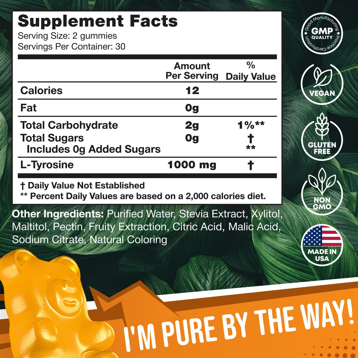 2 Pack - JOYLI L-Tyrosine Gummies 1000MG – Sugar-Free Vegan Focus Supplement & Mood Support for Kids & Adults – 500mg Per Gummy – Sleep Gummies for Memory, Energy & Wellness – 60 Pcs per Pack JOYLI NutritionBuy Supplements Australia