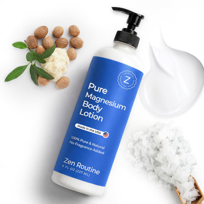 Zen Routine Magnesium Lotion for Sleep, Leg Cramps & Muscle Soreness with Shea Butter | Award-Winning Cream For Sleep – Safe for Kids – Unscented, Non-Greasy, Ultra Soothing – Made in USA Zen RoutineBuy Supplements Australia