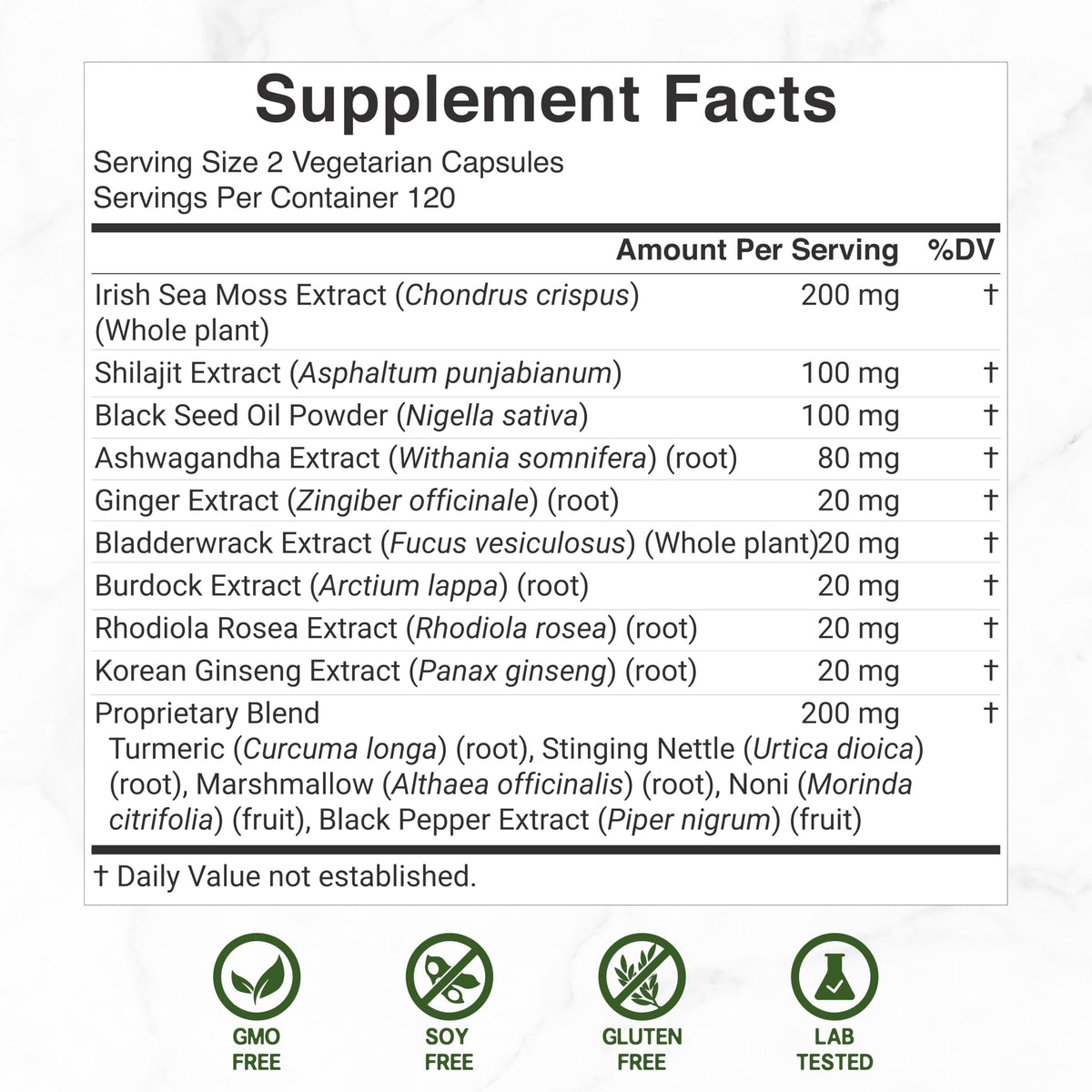 DEAL SUPPLEMENT Irish Sea Moss 240 Veggie Capsules – 14 Superfood Complex with Black Seed Oil, Ashwagandha, & Ginger DEAL SUPPLEMENTBuy Supplements Australia