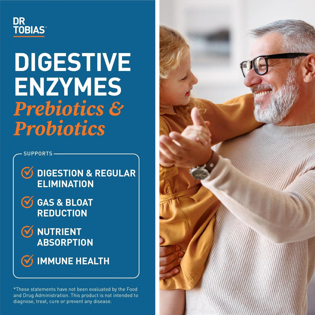 Dr. Tobias Digestive Enzymes with Probiotics, Prebiotics and Postbiotics Bromelain, Amylase, Lipase, for Better Digestion & Immune Function, 60 Capsules, 30 Servings (2 Daily) Dr. TobiasBuy Supplements Australia