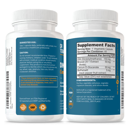 Dr. Tobias DIM Complex, Hormone Balance for Women & Men, DIM Supplement with BioPerine, Broccoli Extract & Calcium D-Glucarate Estrogen Detox Balance Complex, Non-GMO, Vegan, 60 Capsules Dr. TobiasBuy Supplements Australia