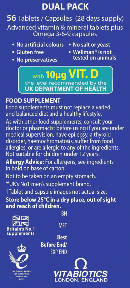 Vitabiotics Ltd Vitabiotics Wellman Plus, 56 Tablets/Capsules WellmanBuy Supplements Australia
