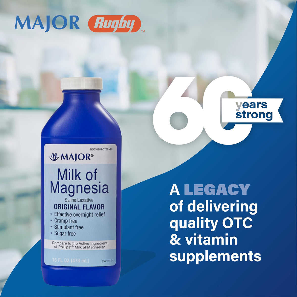 MAJOR Milk of Magnesia Saline Laxative - Original Flavor - Effective Overnight Relief - Stimulant-Free, Sugar-Free - 16 Fl Oz MAJORBuy Supplements Australia