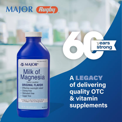 MAJOR Milk of Magnesia Saline Laxative - Original Flavor - Effective Overnight Relief - Stimulant-Free, Sugar-Free - 16 Fl Oz MAJORBuy Supplements Australia