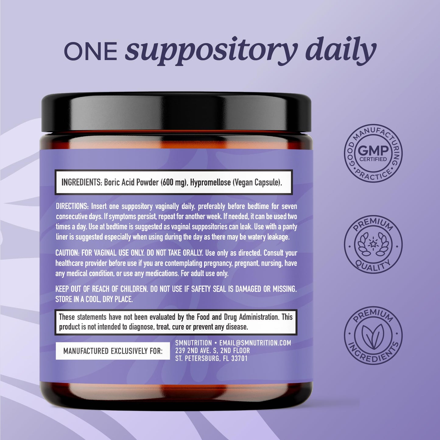 Boric Acid Suppositories for Women 600mg | pH Balance, Vaginal Odor & Itching | Feminine Hygiene & Intimate Health Support | Boric Acid for Women Vaginal Suppositories | Unscented, Vegan | 30 Ct SMNutritionBuy Supplements Australia