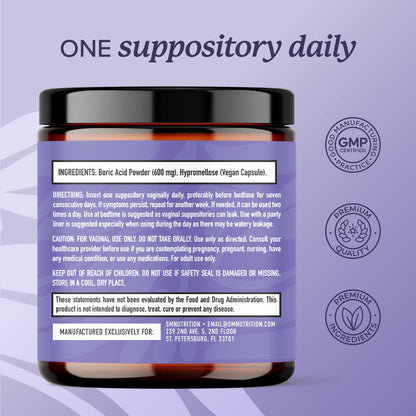 Boric Acid Suppositories for Women 600mg | pH Balance, Vaginal Odor & Itching | Feminine Hygiene & Intimate Health Support | Boric Acid for Women Vaginal Suppositories | Unscented, Vegan | 30 Ct SMNutritionBuy Supplements Australia