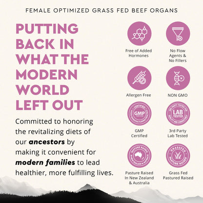 Beef Organ Supplement for Women – Supports Hormone Balance, Energy & Wellness – Grass Fed, Pasture Raised Superfood – Liver, Heart, Kidney, Bone Marrow – Collagen, CoQ10, B12 – Female Support Blend Ancestral SupplementsBuy Supplements Australia