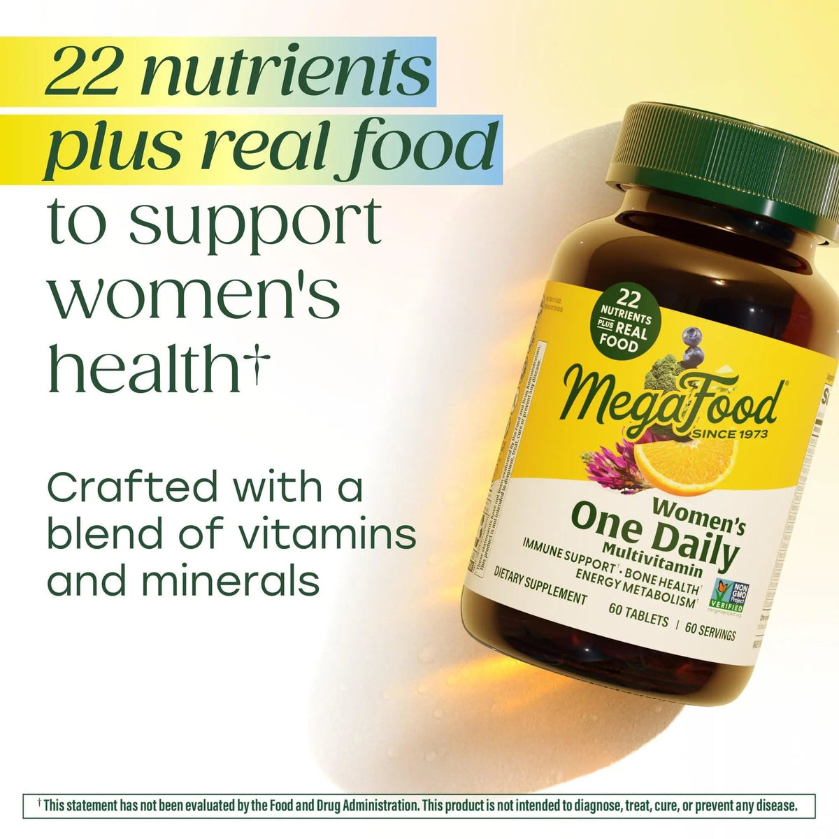 MegaFood Womens Multivitamin One Daily - Multivitamin for Women - Vitamin C, Vitamin D, Iron & B Vitamins - Bone, Energy Metabolism & Immune Support - Vegetarian, GlutenFree - 90 Tablets, 90 Servings MegaFoodBuy Supplements Australia
