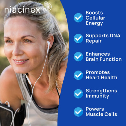 Niacinex NAD+ Supplement - 600mg Pure Nicotinamide Riboside (NR) - Healthy Aging, Mental Clarity & Energy Booster - Cell Regeneration Supplements for Women and Men - 60 NAD Plus Capsules - Made in USA NiacinexBuy Supplements Australia