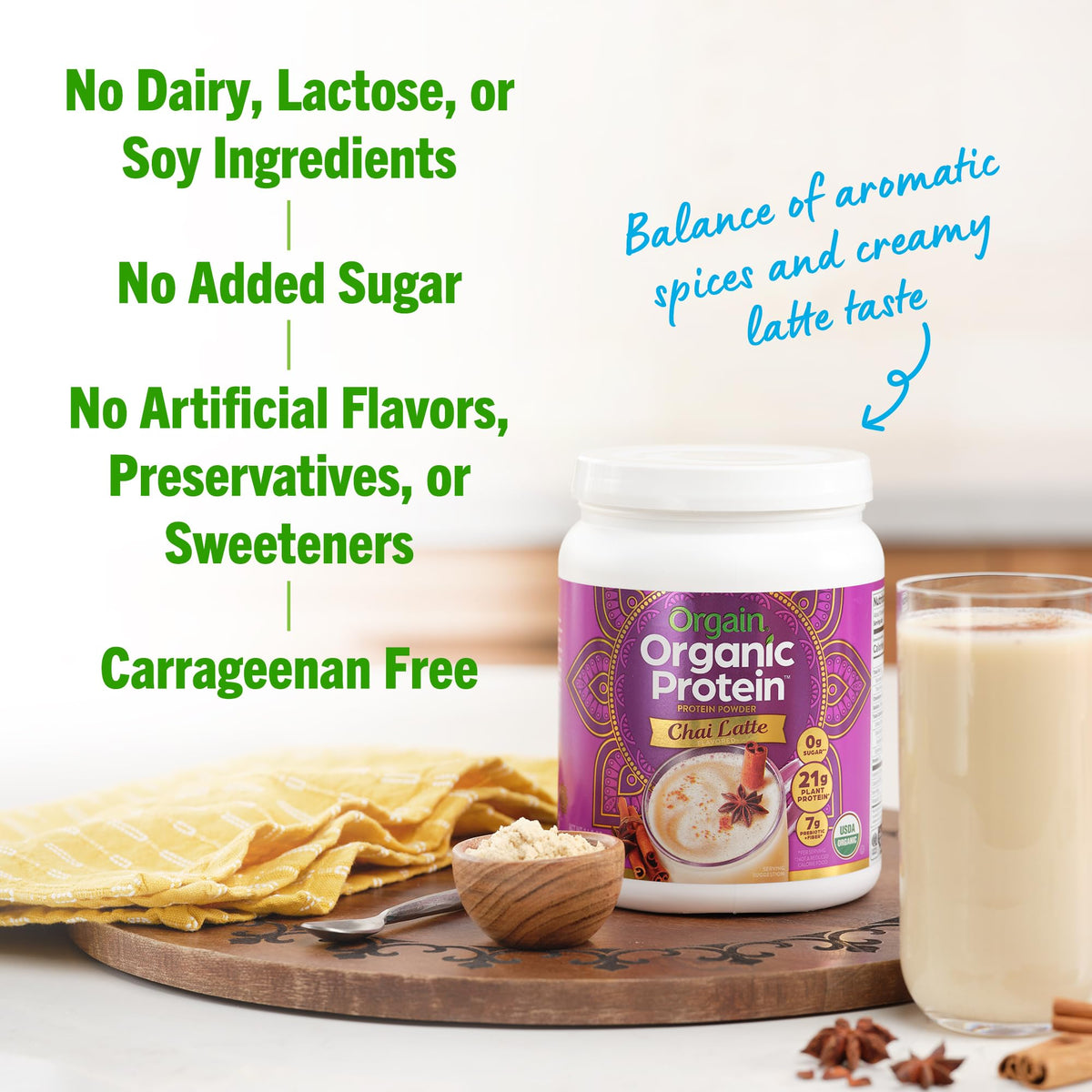 Orgain Organic Vegan Protein Powder, Chai Latte - 21g Plant Based Protein, Gluten Free OrgainBuy Supplements Australia