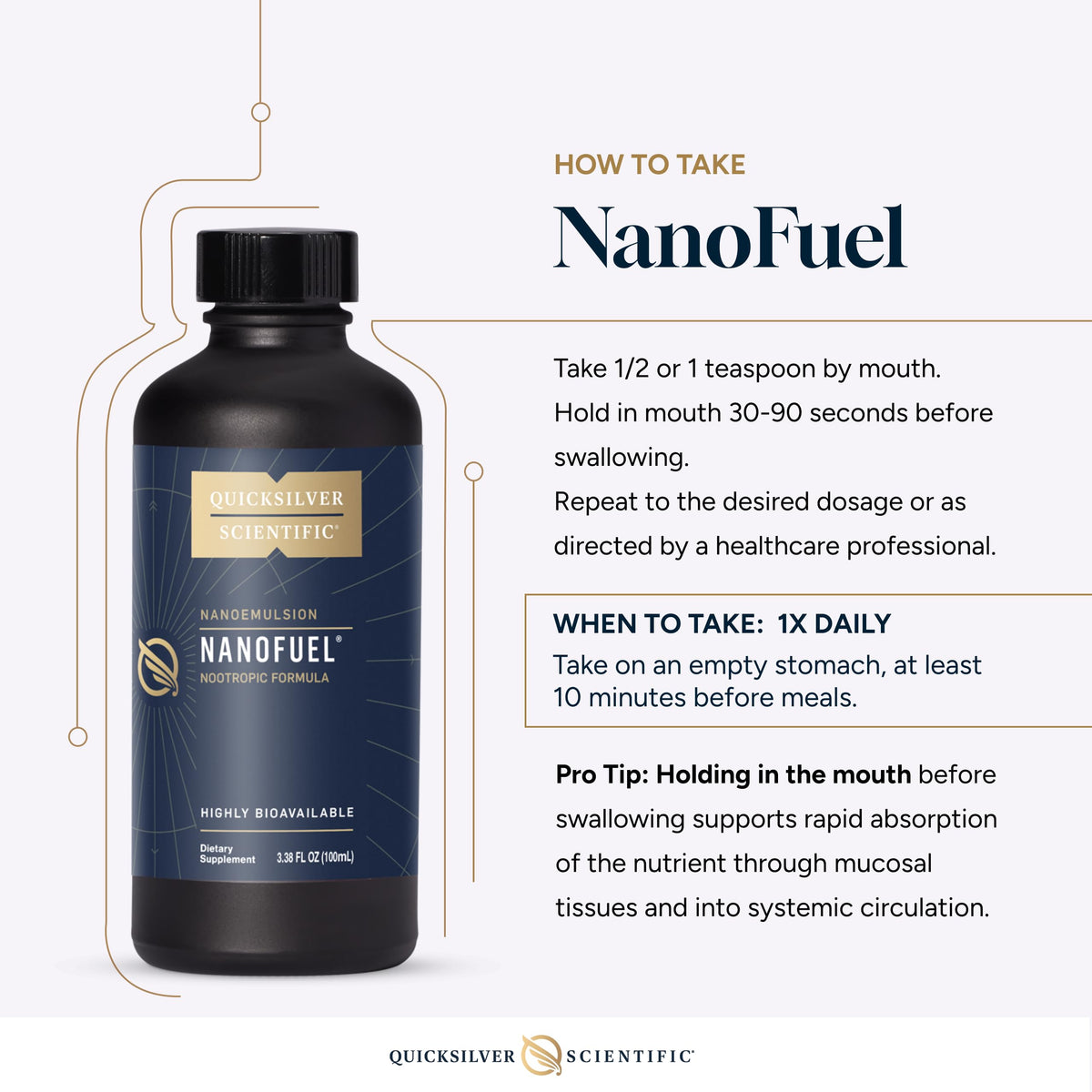 Quicksilver Scientific NanoFuel - Energy Support - Nootropic Formula Designed to Support Focus + Productivity (3.38oz / 100ml) Quicksilver ScientificBuy Supplements Australia