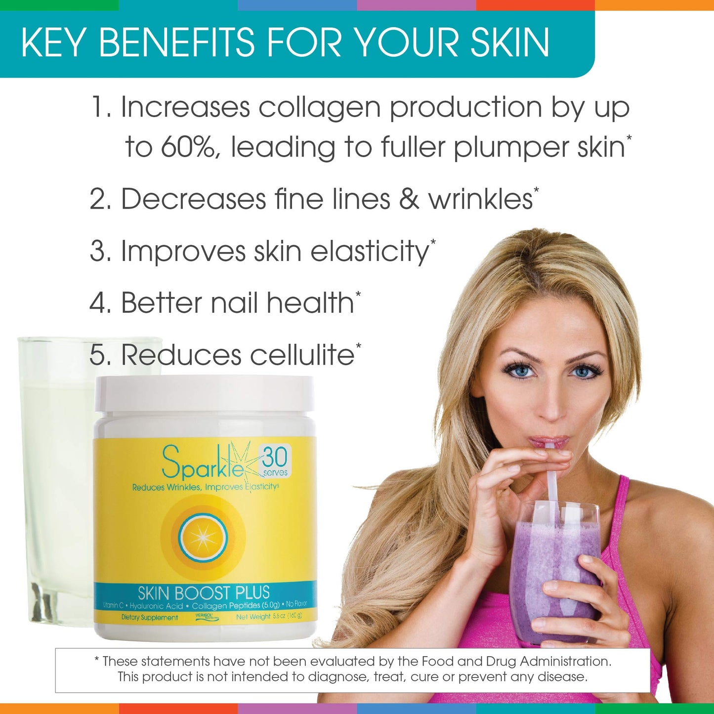 Hydrolyzed Collagen Powder - Sparkle Skin Boost Plus (No Flavor) [30-Serves] Verisol Pept Sparkle CollagenBuy Supplements Australia