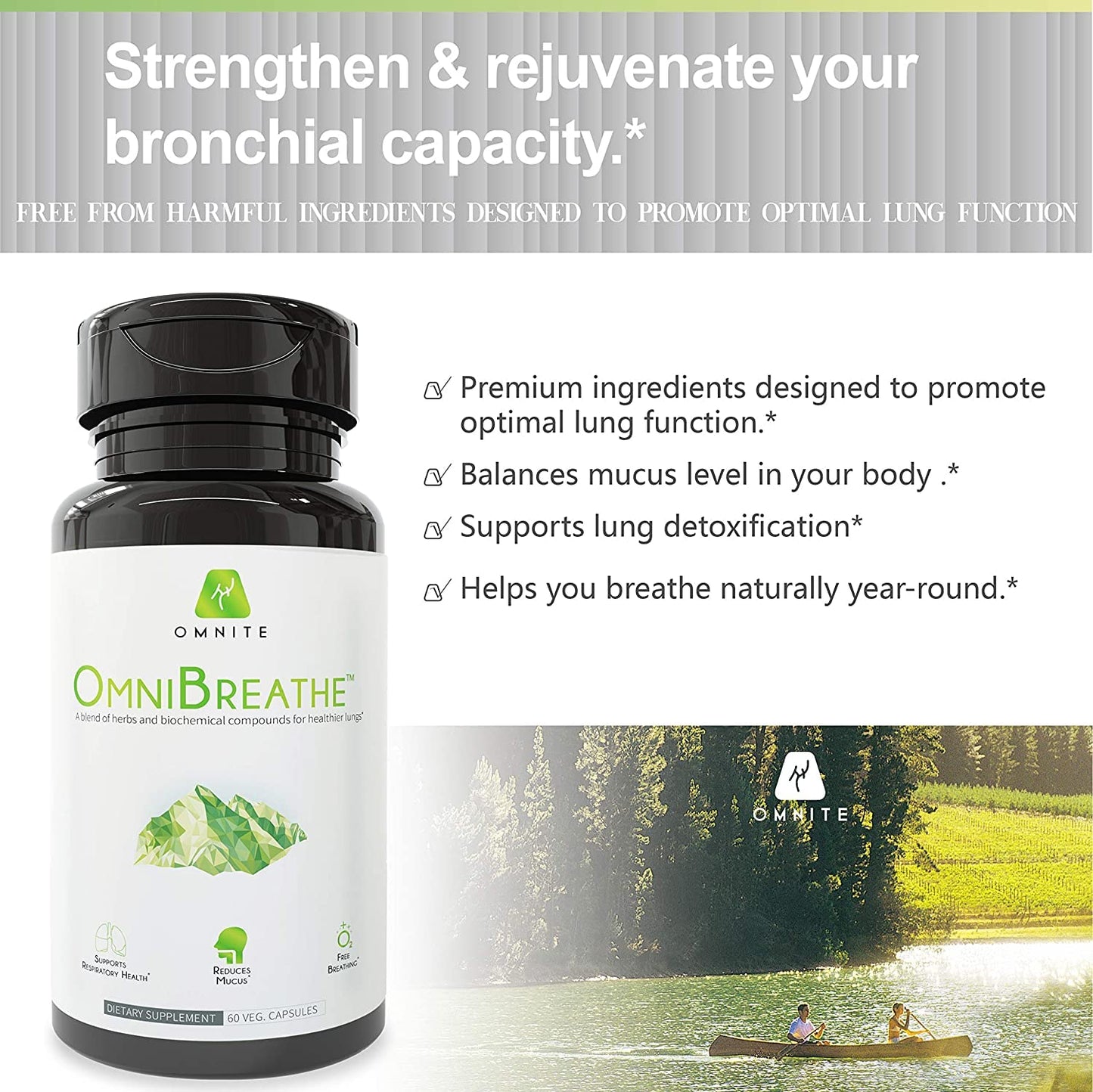 OmniBreathe for Lung Cleanse Detox Respiratory Wellness - Help Reduce Mucus & Cough for All Kinds OmniteBuy Supplements Australia