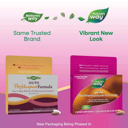 Nature's Way AM/PM PeriMenopause Formula, Perimenopause and PMS Symptom Support*, Hormone-Free, Hot Flashes*, PMS Symptoms*, Restful Sleep*, 30 AM & 30 PM Tablets Nature's WayBuy Supplements Australia