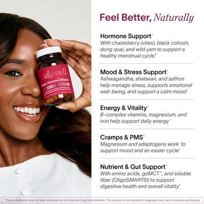 Ladywell Daily Hormone Balance Capsules | Natural Cycle Support for Women | Supports Mood, Bloating, Cramps, Skin Health & Cravings | with Chasteberry, B Vitamins, Ashwagandha, Saffron & More | 60 Ct LadywellBuy Supplements Australia