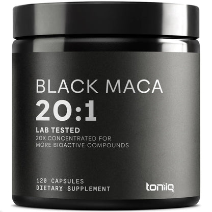 Toniiq Black Maca Root - Ultra High Potency 20:1 Extract - Single Origin, Wildcrafted & Highly Concentrated - Third-Party Lab Tested - 120 Capsules Toniiq buy supplements Au