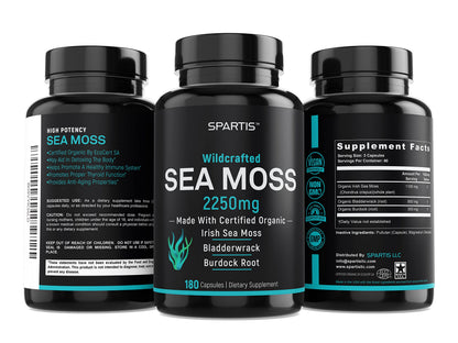 Certified Organic Sea Moss Capsules 2250mg Wildcrafted Irish Sea Moss Burdock Root SPARTISBuy Supplements Australia