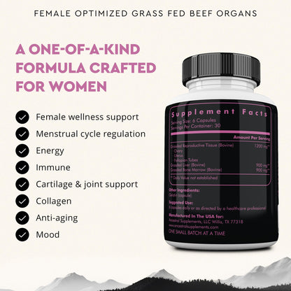 Beef Organ Supplement for Women – Supports Hormone Balance, Energy & Wellness – Grass Fed, Pasture Raised Superfood – Liver, Heart, Kidney, Bone Marrow – Collagen, CoQ10, B12 – Female Support Blend Ancestral SupplementsBuy Supplements Australia