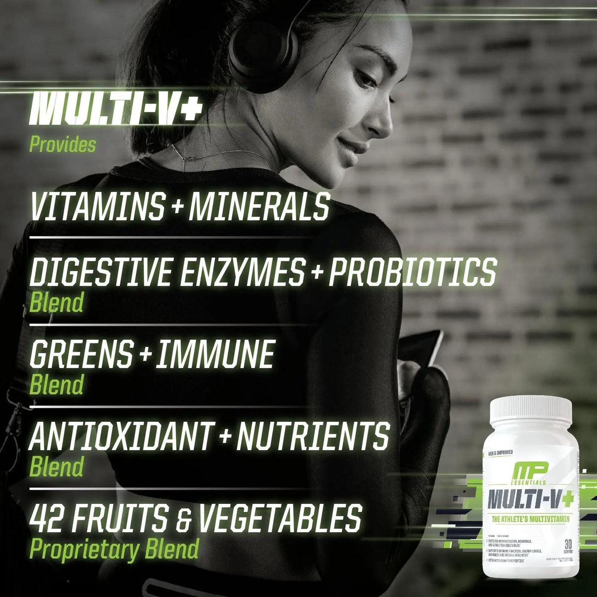 Muscle Pharm Essentials Multi-V+, The Athlete's Multi-Vitamin, Enhanced Energy, Performance & Immune Health, Daily Multivitamin for Men & Women Muscle Pharm